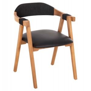 ΠΟΛΥΘΡΟΝΑ RIMINI ΞΥΛΟ TEAK ΦΥΣΙΚΟ-ΜΑΥΡΟ ΣΧΟΙΝΙ & PU ΚΑΘΙΣΜΑ 60x61x76Υεκ.