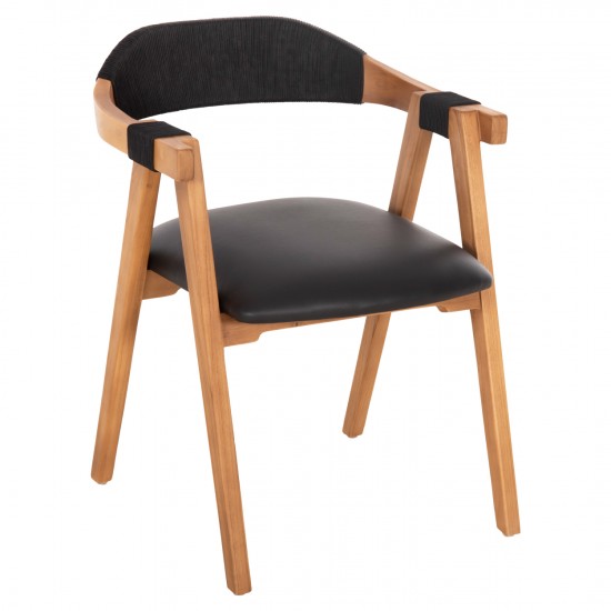 ΠΟΛΥΘΡΟΝΑ RIMINI ΞΥΛΟ TEAK ΦΥΣΙΚΟ-ΜΑΥΡΟ ΣΧΟΙΝΙ & PU ΚΑΘΙΣΜΑ 60x61x76Υεκ.