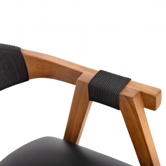 ΠΟΛΥΘΡΟΝΑ RIMINI ΞΥΛΟ TEAK ΦΥΣΙΚΟ-ΜΑΥΡΟ ΣΧΟΙΝΙ & PU ΚΑΘΙΣΜΑ 60x61x76Υεκ.