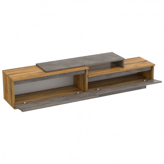 ΕΠΙΠΛΟ TV LEIS ΜΕΛΑΜΙΝΗ ΣΕ ΦΥΣΙΚΟ ΞΥΛΟΥ & ΟΨΗ ΓΚΡΙ ΜΑΡΜΑΡΟ 180x35x42Υεκ.