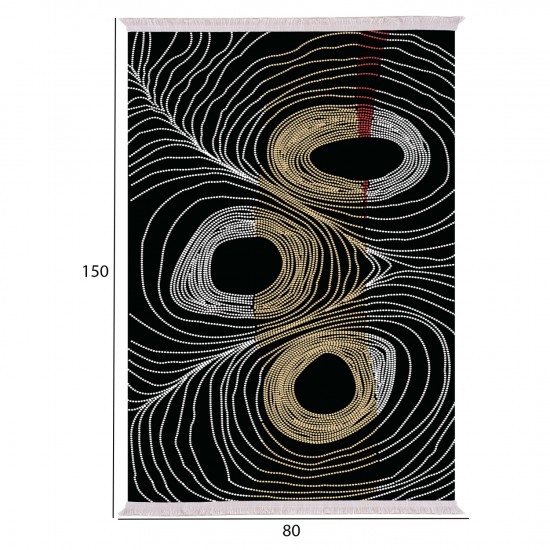 ΧΑΛΙ ΣΑΛΟΝΙΟΥ ME ΚΡΟΣΙΑ JOSIANE ΜΑΥΡΟ - ΧΡΥΣΟ - ΓΚΡΙ 80X150 εκ.