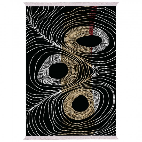 ΧΑΛΙ ΣΑΛΟΝΙΟΥ ME ΚΡΟΣΙΑ JOSIANE ΜΑΥΡΟ - ΧΡΥΣΟ - ΓΚΡΙ 80X150 εκ.