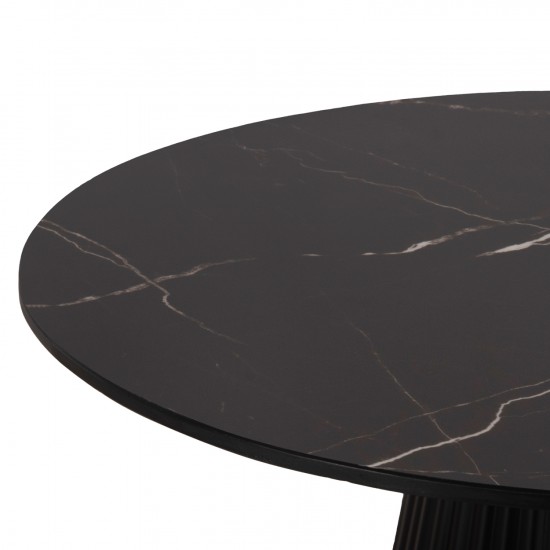 ΤΡΑΠΕΖΙA ΣΑΛΟΝΙΟΥ 2ΤΜΧ DIEN ΜΕΤΑΛΛΙΚΕΣ ΒΑΣΕΙΣ & ΚΕΡΑΜΙΚΟ TOP-ΜΑΥΡΟ Φ56 & Φ43 εκ.