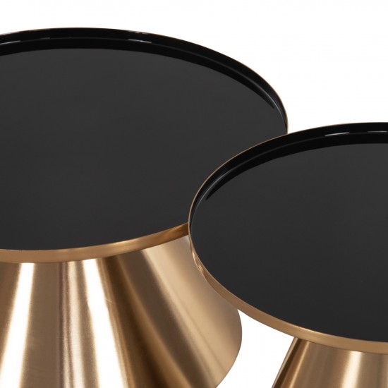 ΤΡΑΠΕΖΙA ΣΑΛΟΝΙΟΥ 2ΤΜΧ LORME ΜΕΤΑΛΛΟ ΣΕ ΜΑΥΡΟ&ΧΡΥΣΟ Φ50 & Φ40 εκ.