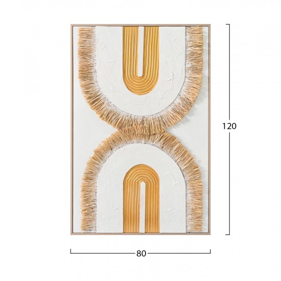 ΠΙΝΑΚΑΣ 3D ΜΕ ΚΟΡΝΙΖΑ ΜΠΕΖ-ΚΑΜΒΑΣ ΛΕΥΚΟΣ-ΧΕΙΡΟΠΟΙΗΤΟΣ 80x3,5x120Υεκ.