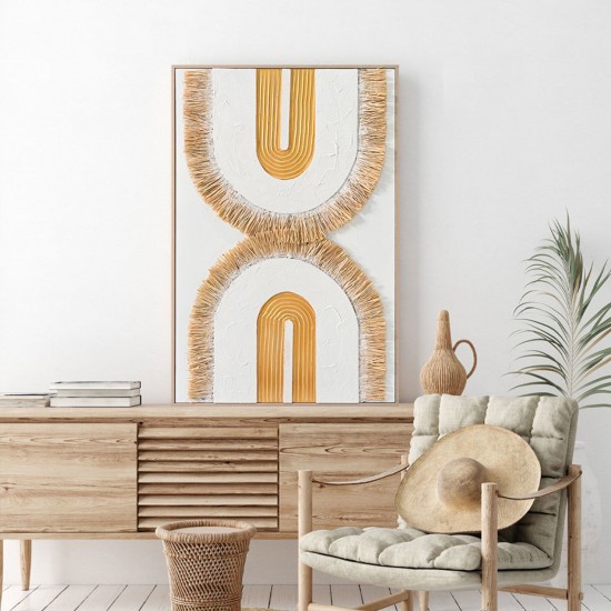 ΠΙΝΑΚΑΣ 3D ΜΕ ΚΟΡΝΙΖΑ ΜΠΕΖ-ΚΑΜΒΑΣ ΛΕΥΚΟΣ-ΧΕΙΡΟΠΟΙΗΤΟΣ 80x3,5x120Υεκ.