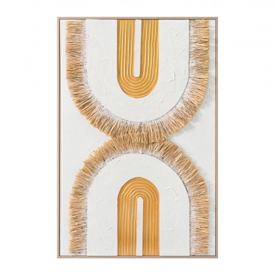 ΠΙΝΑΚΑΣ 3D ΜΕ ΚΟΡΝΙΖΑ ΜΠΕΖ-ΚΑΜΒΑΣ ΛΕΥΚΟΣ-ΧΕΙΡΟΠΟΙΗΤΟΣ 80x3,5x120Υεκ.