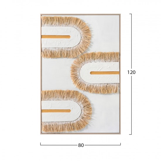 ΠΙΝΑΚΑΣ 3D ΜΕ ΚΟΡΝΙΖΑ ΜΠΕΖ-ΚΑΜΒΑΣ ΛΕΥΚΟΣ-ΧΕΙΡΟΠΟΙΗΤΟΣ 80x3,5x120Υεκ.