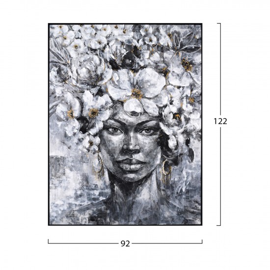 ΠΙΝΑΚΑΣ TOIXOY ΜΕ ΚΟΡΝΙΖΑ ΜΑΥΡΗ-ΚΑΜΒΑΣ ΕΚΤΥΠΩΣΗ ΠΡΟΣΩΠΟ ΓΥΝΑΙΚΑΣ 92x4,5x122Υεκ