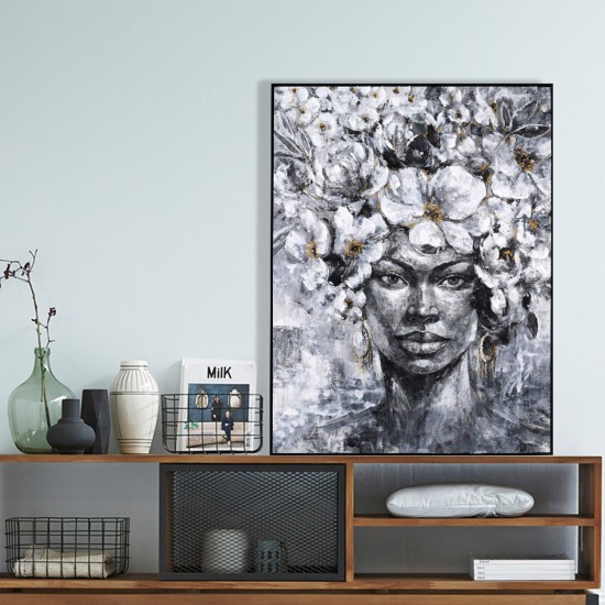 ΠΙΝΑΚΑΣ TOIXOY ΜΕ ΚΟΡΝΙΖΑ ΜΑΥΡΗ-ΚΑΜΒΑΣ ΕΚΤΥΠΩΣΗ ΠΡΟΣΩΠΟ ΓΥΝΑΙΚΑΣ 92x4,5x122Υεκ