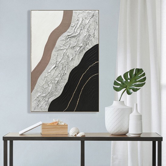 ΠΙΝΑΚΑΣ ΤΟΙΧΟΥ ABSTRACT ΜΕ ΚΟΡΝΙΖΑ ΜΠΕΖ-ΚΑΜΒΑΣ-ΧΕΙΡΟΠΟΙΗΤΟΣ 82x4.5x122Υεκ