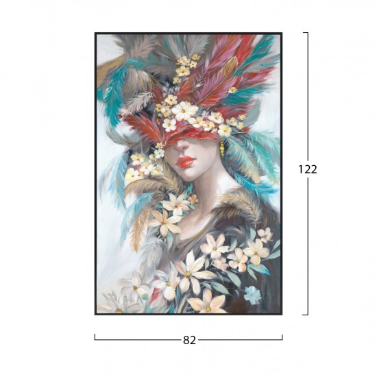 ΠΙΝΑΚΑΣ TOIXOY ΜΕ ΚΟΡΝΙΖΑ ΜΑΥΡΗ-ΚΑΜΒΑΣ ΕΚΤΥΠΩΣΗ ΓΥΝΑΙΚΕΙΟ ΠΡΟΣΩΠΟ 82x4,5x122Υεκ.