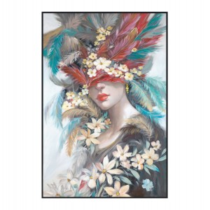 ΠΙΝΑΚΑΣ TOIXOY ΜΕ ΚΟΡΝΙΖΑ ΜΑΥΡΗ-ΚΑΜΒΑΣ ΕΚΤΥΠΩΣΗ ΓΥΝΑΙΚΕΙΟ ΠΡΟΣΩΠΟ 82x4,5x122Υεκ.