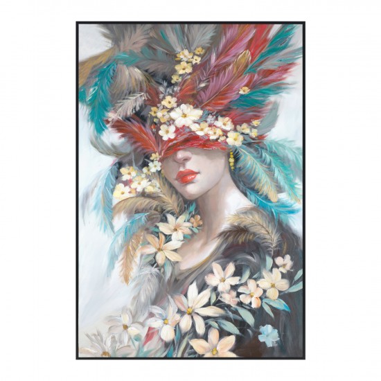 ΠΙΝΑΚΑΣ TOIXOY ΜΕ ΚΟΡΝΙΖΑ ΜΑΥΡΗ-ΚΑΜΒΑΣ ΕΚΤΥΠΩΣΗ ΓΥΝΑΙΚΕΙΟ ΠΡΟΣΩΠΟ 82x4,5x122Υεκ.