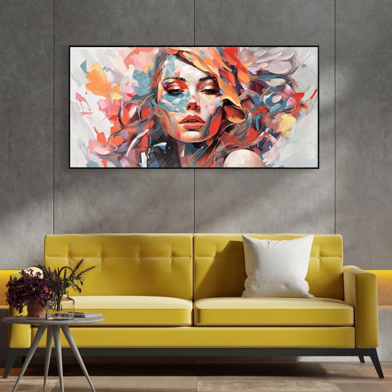 ΠΙΝΑΚΑΣ TOIXOY ΚΟΡΝΙΖΑ ΜΑΥΡΗ-ΚΑΜΒΑΣ ΕΚΤΥΠΩΣΗ ΓΥΝΑΙΚΕΙΟ ΠΡΟΣΩΠΟ 122x4,5x62Υεκ.