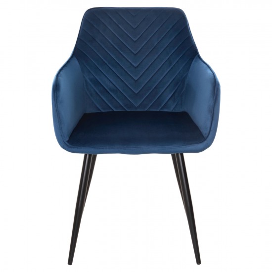 ΠΟΛΥΘΡΟΝΑ LATRELL ΜΠΛΕ ΒΕΛΟΥΔΟ & ΜΑΥΡΑ ΜΕΤΑΛΛΙΚΑ ΠΟΔΙΑ 57x56x84Yεκ.