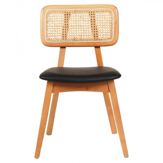 KΑΡΕΚΛΑ ΤΡΑΠΕΖΑΡΙΑΣ LUFFY ΞΥΛΟ ΟΞΙΑΣ ΦΥΣΙΚΟ-ΜΑΥΡΟ PU 47x60x80Υεκ.