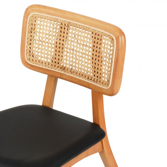 KΑΡΕΚΛΑ ΤΡΑΠΕΖΑΡΙΑΣ LUFFY ΞΥΛΟ ΟΞΙΑΣ ΦΥΣΙΚΟ-ΜΑΥΡΟ PU 47x60x80Υεκ.