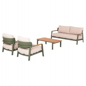 ΣΕΤ ΣΑΛΟΝΙ ΕΞ.ΧΩΡΟΥ 4ΤΜΧ ELARA ΠΡΑΣΙΝΟ ΑΛΟΥΜΙΝΙΟ-ΜΠΕΖ OLEFIN-TEAK ΦΥΣΙΚΟ