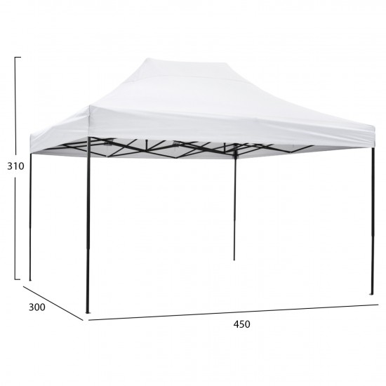 ΚΙΟΣΚΙ/GAZEBO MATTHEW ΠΤΥΣΣΟΜΕΝΟ ΣΚΕΛΕΤΟΣ ΜΕΤΑΛ.ΜΑΥΡΟΣ ΛΕΥΚΟ ΥΦΑΣΜΑ 3Χ4,5μ