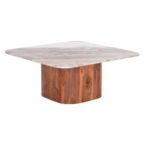 ΤΡΑΠΕΖΙ ΣΑΛΟΝΙΟΥ ΤΕΤΡΑΓΩΝΟ VOLTI ΓΚΡΙ ΜΑΡΜΑΡO-ΞΥΛΟ ΑΚΑΚΙΑΣ 80.5x80.5x37Υεκ.