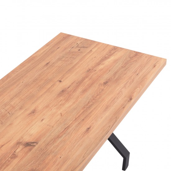 ΤΡΑΠΕΖΙ ΚΟΥΖΙΝΑΣ LANA ΜΕΛΑΜΙΝΗ ΣΕ ΦΥΣΙΚΟ-ΜΑΥΡΑ ΜΕΤΑΛ.ΠΟΔΙΑ 140x70x72.5Υεκ.