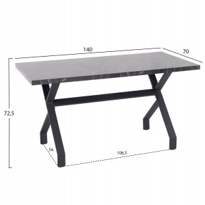 ΤΡΑΠΕΖΙ ΚΟΥΖΙΝΑΣ LANA ΜΕΛΑΜΙΝΗ ΜΑΥΡΟ ΜΑΡΜΑΡΟ-ΜΑΥΡΑ ΜΕΤΑΛ.ΠΟΔΙΑ 140x70x72.5Υεκ