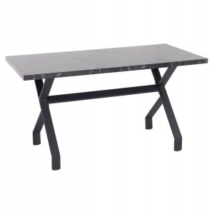 ΤΡΑΠΕΖΙ ΚΟΥΖΙΝΑΣ LANA ΜΕΛΑΜΙΝΗ ΜΑΥΡΟ ΜΑΡΜΑΡΟ-ΜΑΥΡΑ ΜΕΤΑΛ.ΠΟΔΙΑ 140x70x72.5Υεκ