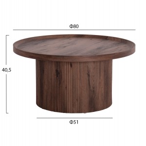 ΤΡΑΠΕΖΙ ΣΑΛΟΝΙΟΥ MARGON MDF ΣΕ ΣΚΟΥΡΟ ΚΑΦΕ ΞΥΛΟΥ Φ80x40,5Υεκ.