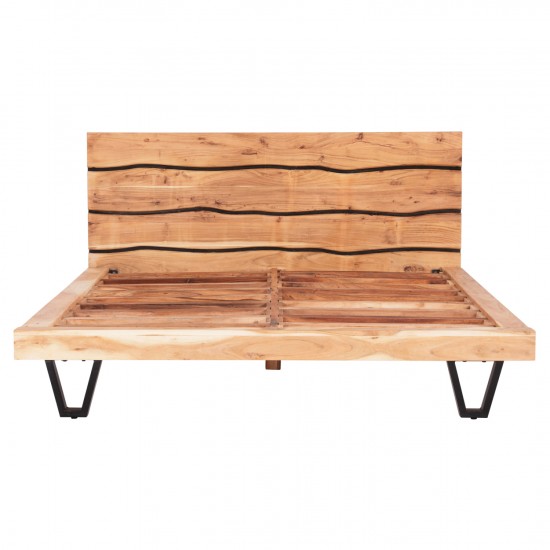 ΚΡΕΒΑΤΙ ALICIA ΜΕΤΑΛΛΟ-ΜΑΣΙΦ ΞΥΛΟ ΑΚΑΚΙΑΣ-ΑΝΟΙΧΤΟ ΦΥΣΙΚΟ-ΣΤΡΩΜΑ 160x200εκ