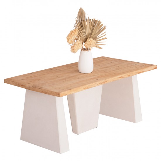 ΤΡΑΠΕΖΙ ΣΕΙΡΑ SANTORINI ΤΟΠ ΞΥΛΟ ΕΛΑΤΟΥ-ΠΟΔΙΑ MDF ΥΠΟΛΕΥΚΑ 179x90x75Υεκ.