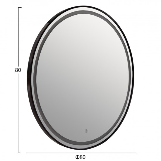 ΚΑΘΡΕΠΤΗΣ ΤΟΙΧΟΥ ΣΤΡΟΓΓΥΛΟΣ ROUNDER ΑΛΟΥΜΙΝΙΟ ΣΕ ΜΑΥΡΟ-ΦΩΤΙΣΜΟΣ LED Φ80εκ.