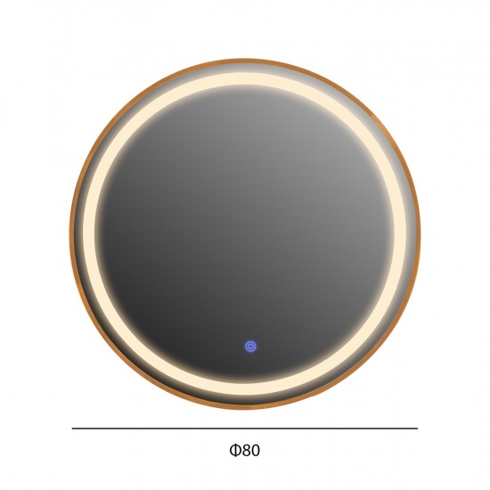 ΚΑΘΡΕΠΤΗΣ ΤΟΙΧΟΥ ΣΤΡΟΓΓΥΛΟΣ ROUNDER ΑΛΟΥΜΙΝΙΟ ΣΕ ΧΡΥΣΟ-ΦΩΤΙΣΜΟΣ LED Φ80εκ.