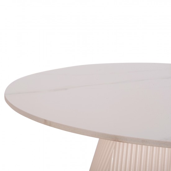 ΤΡΑΠΕΖΙ ΣΑΛΟΝΙΟΥ DUNCAN ΚΕΡΑΜΙΚΟ TOP-MDF ΒΑΣΗ-ΚΡΕΜ ΛΕΥΚΟ Φ80x41Υεκ.