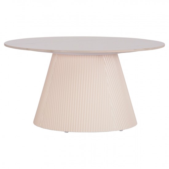 ΤΡΑΠΕΖΙ ΣΑΛΟΝΙΟΥ DUNCAN ΚΕΡΑΜΙΚΟ TOP-MDF ΒΑΣΗ-ΚΡΕΜ ΛΕΥΚΟ Φ80x41Υεκ.