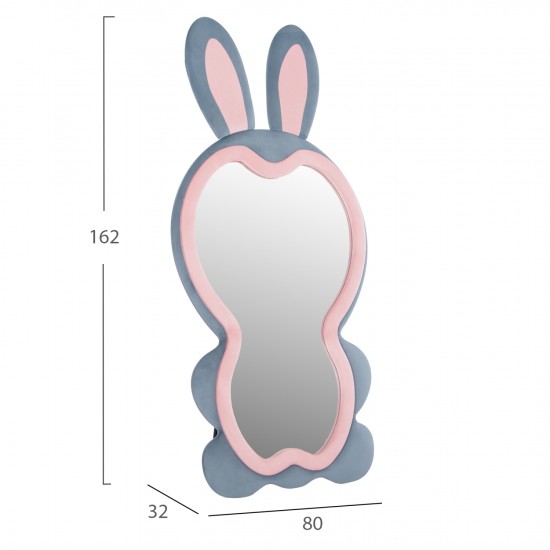 ΠΑΙΔΙΚΟΣ ΚΑΘΡΕΦΤΗΣ ΔΑΠΕΔΟΥ BUNNY MDF ΡΟΖ & ΜΠΛΕ-ΜΑΥΡΟ STAND 80x162Υεκ.