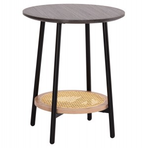 ΒΟΗΘΗΤΙΚΟ ΤΡΑΠΕΖAKI SEWELL MDF ΣΕ ZEBRANO-ΜΕΤΑΛΛΙΚΑ ΠΟΔΙΑ-WICKER Φ45x55Υεκ