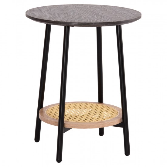 ΒΟΗΘΗΤΙΚΟ ΤΡΑΠΕΖAKI SEWELL MDF ΣΕ ZEBRANO-ΜΕΤΑΛΛΙΚΑ ΠΟΔΙΑ-WICKER Φ45x55Υεκ