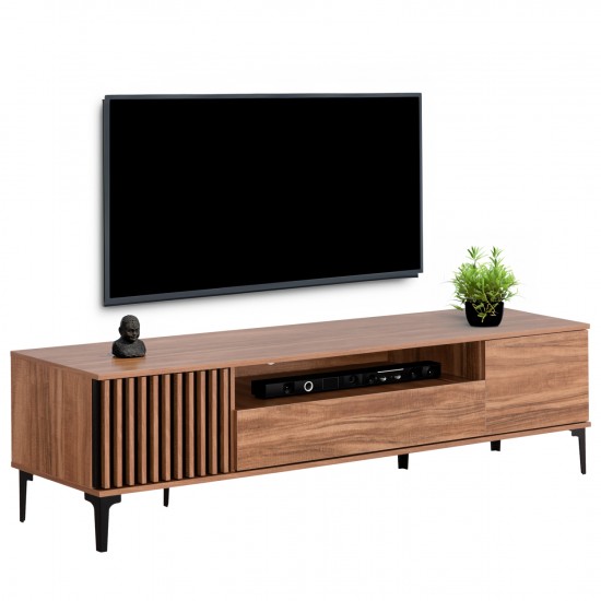 ΕΠΙΠΛΟ ΤΗΛΕΟΡΑΣΗΣ ΣΕΙΡΑ HARRY ΜΕΛΑΜΙΝΗ ΦΥΣΙΚΟ ΞΥΛΟΥ-ΜΑΥΡΟ 200x40x47,5Υεκ.