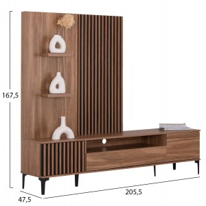 ΣΥΝΘΕΣΗ ΤΗΛΕΟΡΑΣΗΣ ΣΕΙΡΑ HARRY ΜΕΛΑΜΙΝΗ ΦΥΣΙΚΟ-ΜΑΥΡΟ 205,5x40x167,5Υεκ