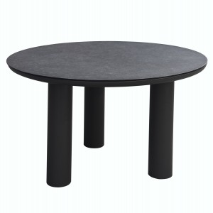 ΤΡΑΠΕΖΙ ΑΛΟΥΜΙΝΙΟΥ DOSUN ΓΚΡΙ ΣΚΕΛΕΤΟΣ-3D PRINT ΓΥΑΛΙ-ΚΕΡΑΜΙΚΟ LOOK Φ120εκ