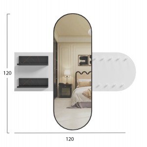 ΕΠΙΠΛΟ ΕΙΣΟΔΟΥ ΜΕ ΚΑΘΡΕΦΤΗ CHERYL ΛΕΥΚΗ ΜΕΛΑΜΙΝΗ-ΜΑΥΡΟ ΜΑΡΜΑΡΟ 125x40x120Yεκ.