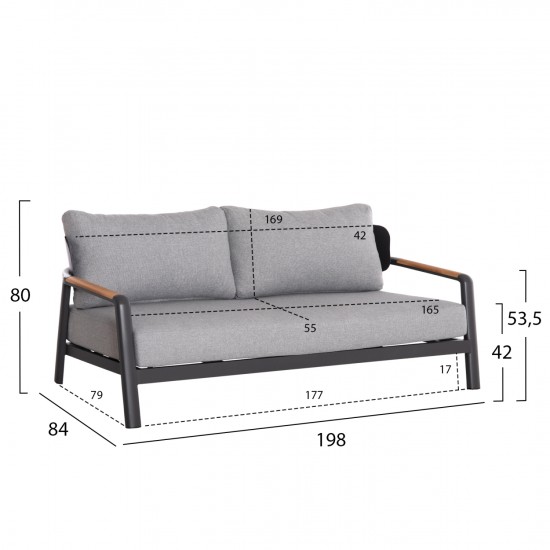 ΣΕΤ ΣΑΛΟΝΙ ΕΞ.ΧΩΡΟΥ 4ΤΜΧ ELARA ΓΚΡΙ ΑΛΟΥΜΙΝΙΟ & OLEFIN-TEAK ΦΥΣΙΚΟ