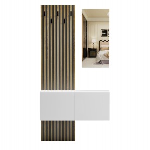 ΕΠΙΠΛΟ ΕΙΣΟΔΟΥ ΜΕ ΚΑΘΡΕΠΤΗ MYLES ΜΕΛΑΜΙΝΗ ΣΟΝΑΜΑ-ΛΕΥΚΟ 100x37.1x199.5Υεκ