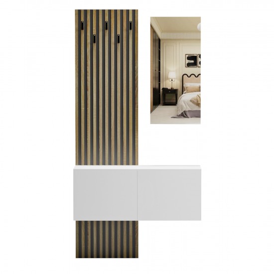 ΕΠΙΠΛΟ ΕΙΣΟΔΟΥ ΜΕ ΚΑΘΡΕΠΤΗ MYLES ΜΕΛΑΜΙΝΗ ΣΟΝΑΜΑ-ΛΕΥΚΟ 100x37.1x199.5Υεκ