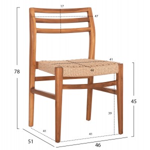 ΚΑΡΕΚΛΑ ΤΡΑΠΕΖΑΡΙΑΣ HERRIN ΞΥΛΟ TEAK-ΣΧΟΙΝΙ VIRO 46x51x78Υεκ.