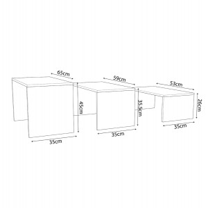 ΤΡΑΠΕΖΙ ΣΑΛΟΝΙΟΥ ΣΕΤ 3ΤΜΧ BENTIL ΜΕΛΑΜΙΝΗ SONAMA-ΛΕΥΚΟ 65x35x45Υεκ