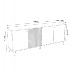 ΜΠΟΥΦΕΣ ΜΕΛΑΜΙΝΗΣ KRUDEN ΜΑΥΡΟ-ΦΥΣΙΚΟ 180x40x78.6Υεκ.
