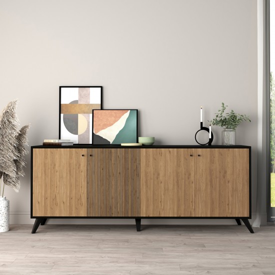 ΜΠΟΥΦΕΣ ΜΕΛΑΜΙΝΗΣ KRUDEN ΜΑΥΡΟ-ΦΥΣΙΚΟ 180x40x78.6Υεκ.