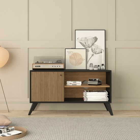 ΕΠΙΠΛΟ ΤΗΛΕΟΡΑΣΗΣ ΜΕΛΑΜΙΝΗΣ KRUDEN ΜΑΥΡΟ-ΦΥΣΙΚΟ 100x40x51Υεκ.